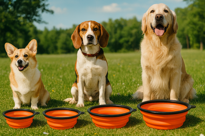 🌍 PawSip™  Faltbarer 2-in-1 Reise-Napf mit Karabiner – Luxus für unterwegs 🐾