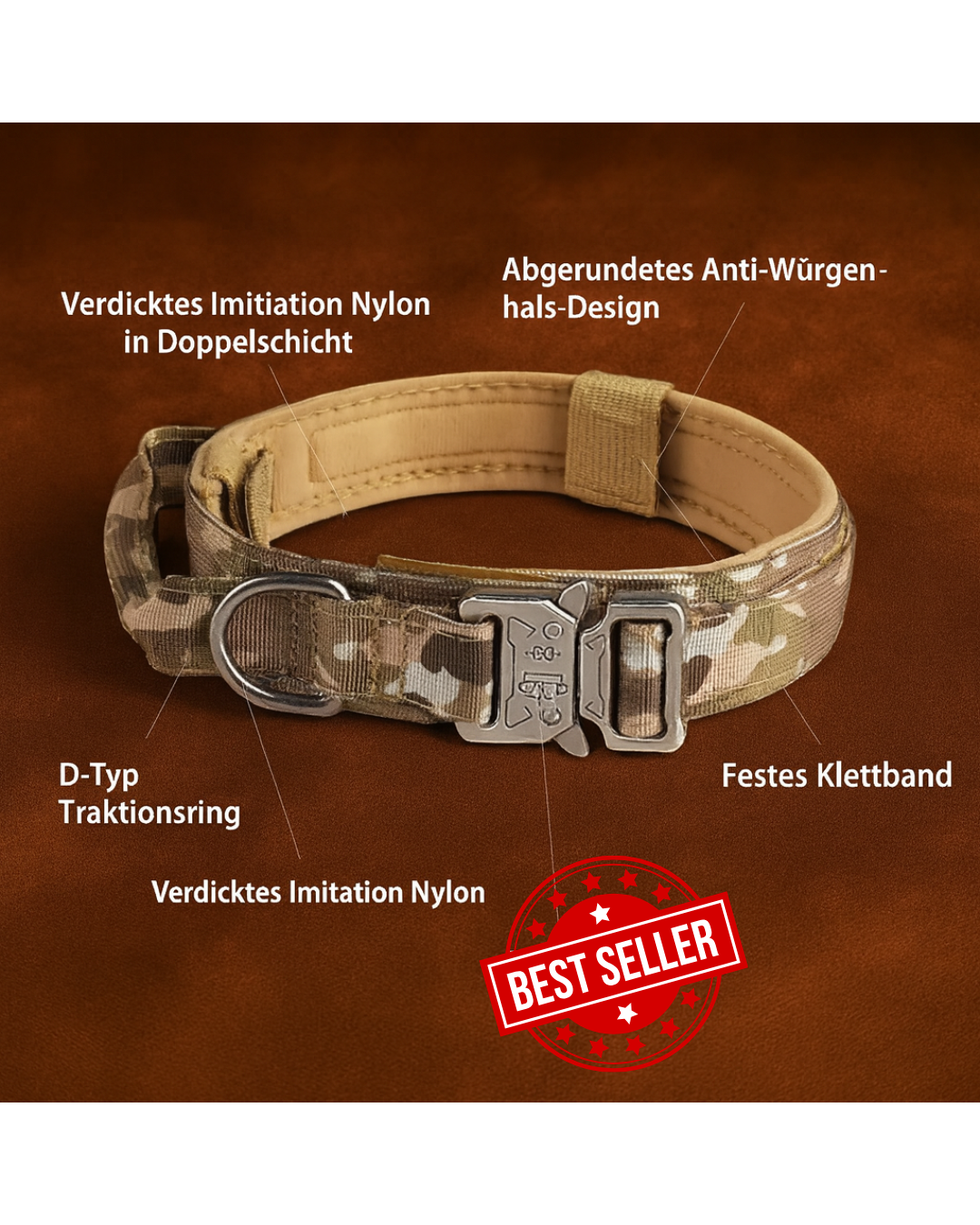 TaktiLoop™ Taktisches Hundehalsband – Robust, verstellbar & sicher | Training & Alltag