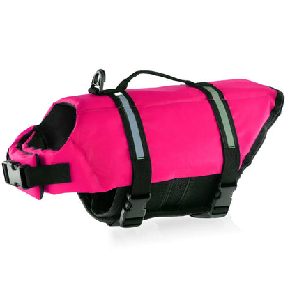 AquaPaws™ Schwimmweste in Pink mit schwarzer Unterseite – Sicherheitsgriff oben