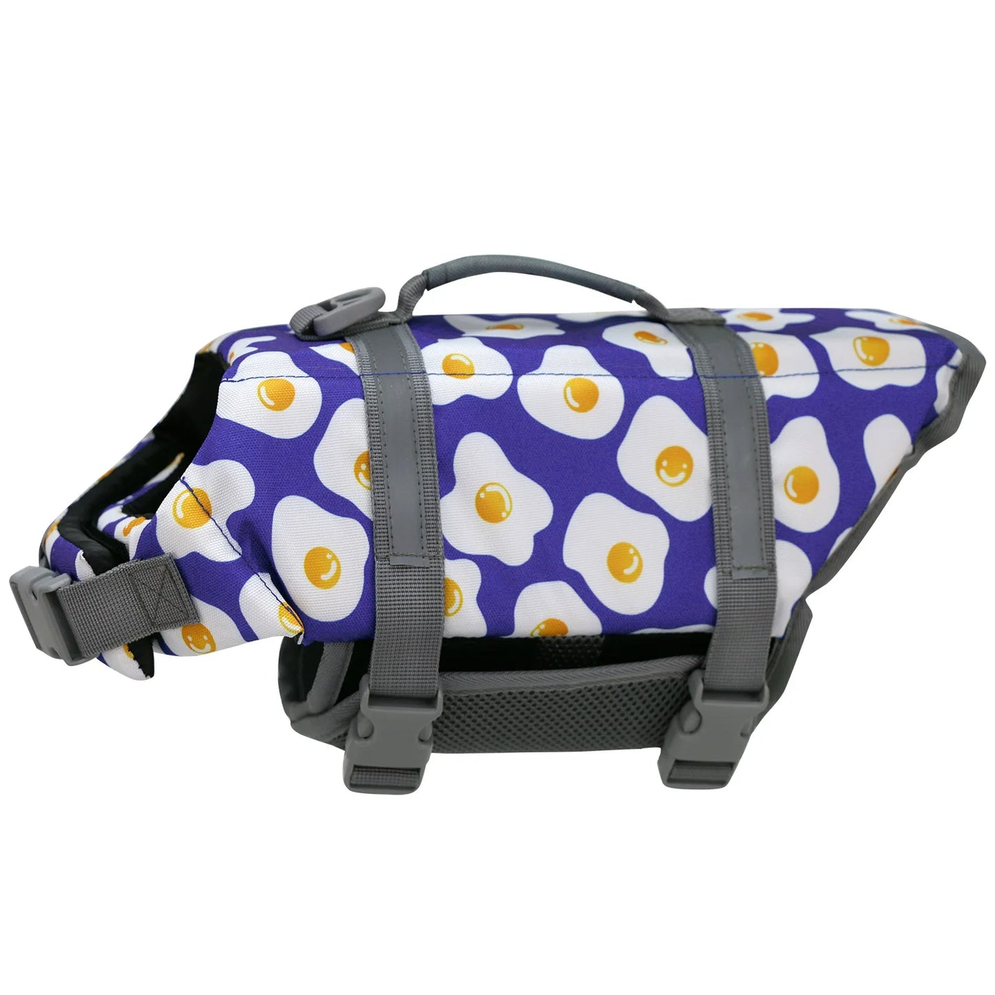 AquaPaws™ Hundeschwimmweste in Blau mit Spiegelei Muster und verstellbaren Gurten