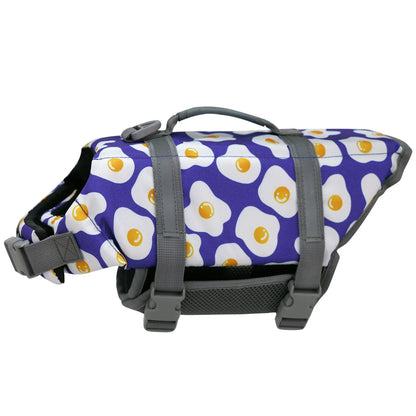 AquaPaws™ Hundeschwimmweste in Blau mit Spiegelei Muster und verstellbaren Gurten