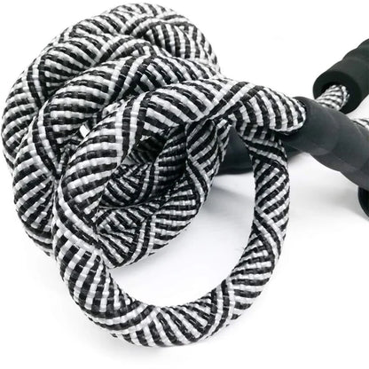 Schwarz-weiße SafePaw Glow Hundeleine in geflochtener Optik mit stabilem Griff