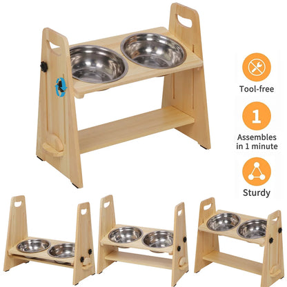 HappyBowl Deluxe 2.0™ –Stufenlos Höhenverstellbarer Napfständer für Hunde & Katzen