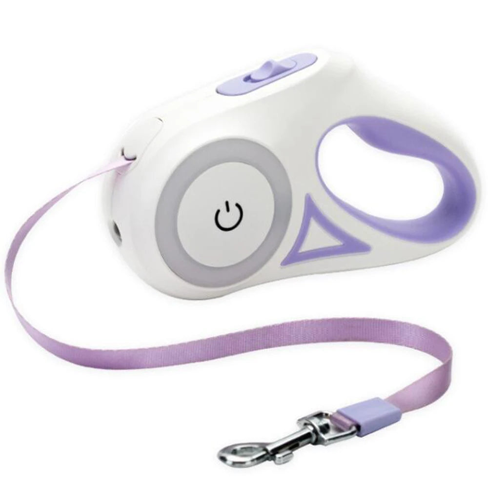 Lila LumiLeash LED Hundeleine ausziehbar ergonomisch