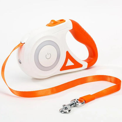 Orange LED Rollleine Hund – reflektierend und ausziehbar