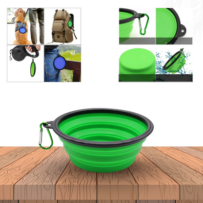 🌍 PawSip™  Faltbarer 2-in-1 Reise-Napf mit Karabiner – Luxus für unterwegs 🐾