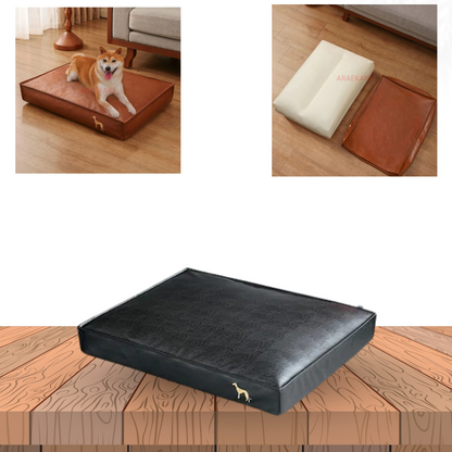PawNoa™ Designer Hundebett in Lederoptik | Luxus Hundebett abwaschbar & stilvoll